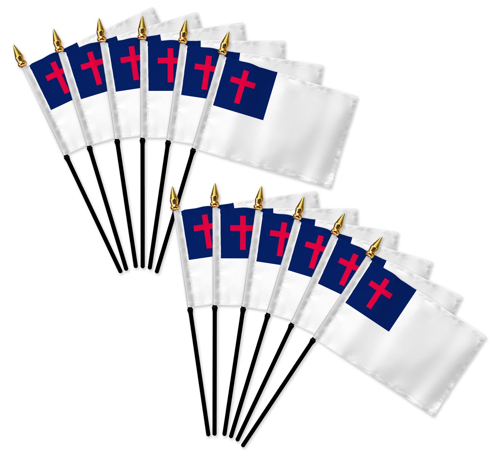 Christian 4x6in Mini Handheld Religious Stick Flags - 1 Dozen Pack gallery