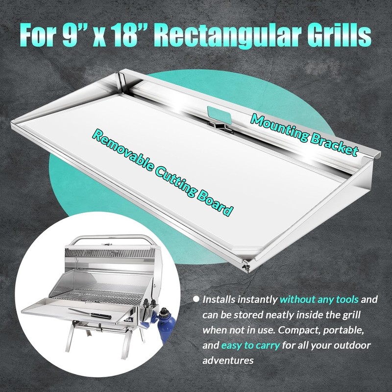 A10-902 Rectangular Grill Serving Shelf w/ Removable Cutting Board for 9” x 18" gallery