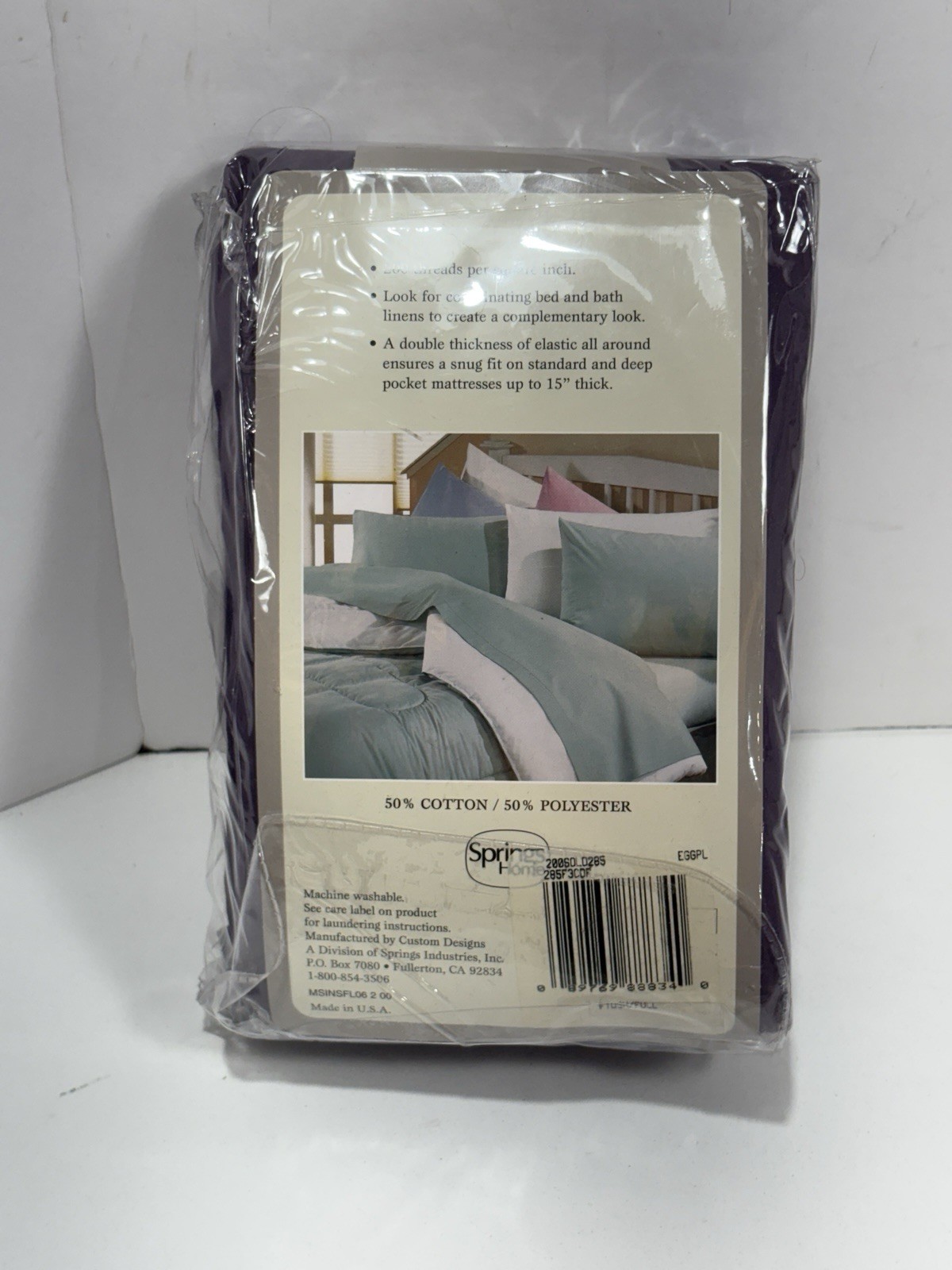 Luxury Percale Fine Linens FULL Fitted Sheet Wine eggplant Color Spring Home 200 gallery