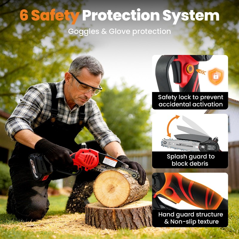 Cordless for Mini Chainsaw 21V Portable Battery 3 Chains Wood Cutting Garden gallery