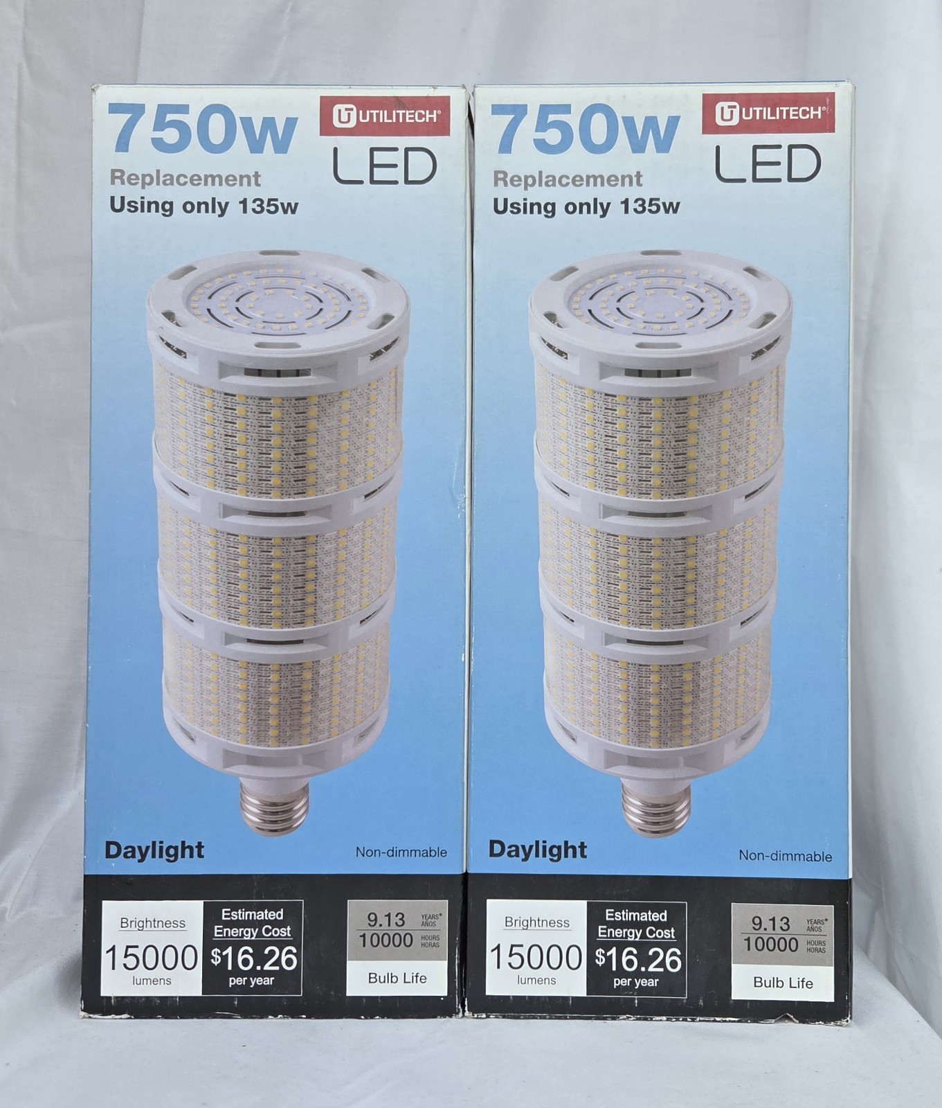 Lot Of 2 UTILITECH 750W REPLACEMENT LED BULBS Corn Cob 1500 Lumens gallery