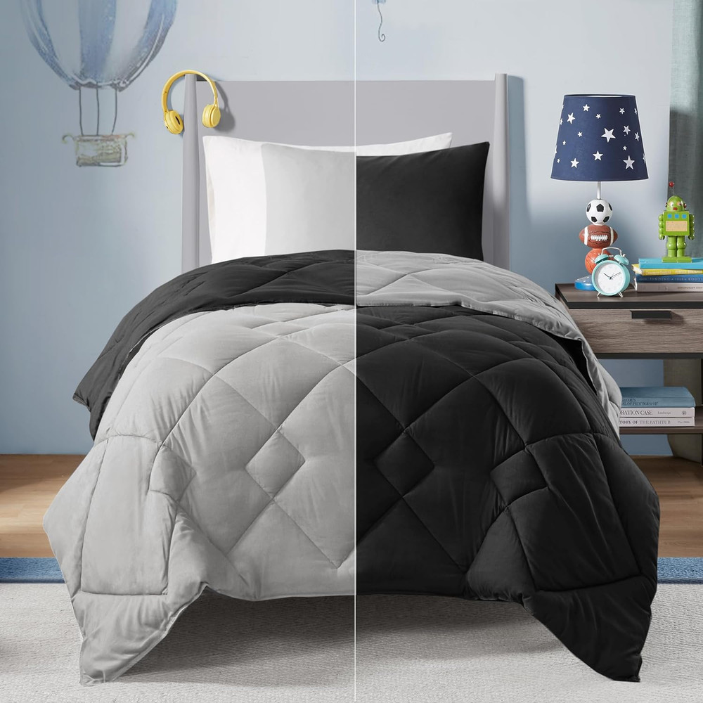 Vixie Reversible Comforter Set - Trendy Casual Geometric Quilted Cover, All Seas