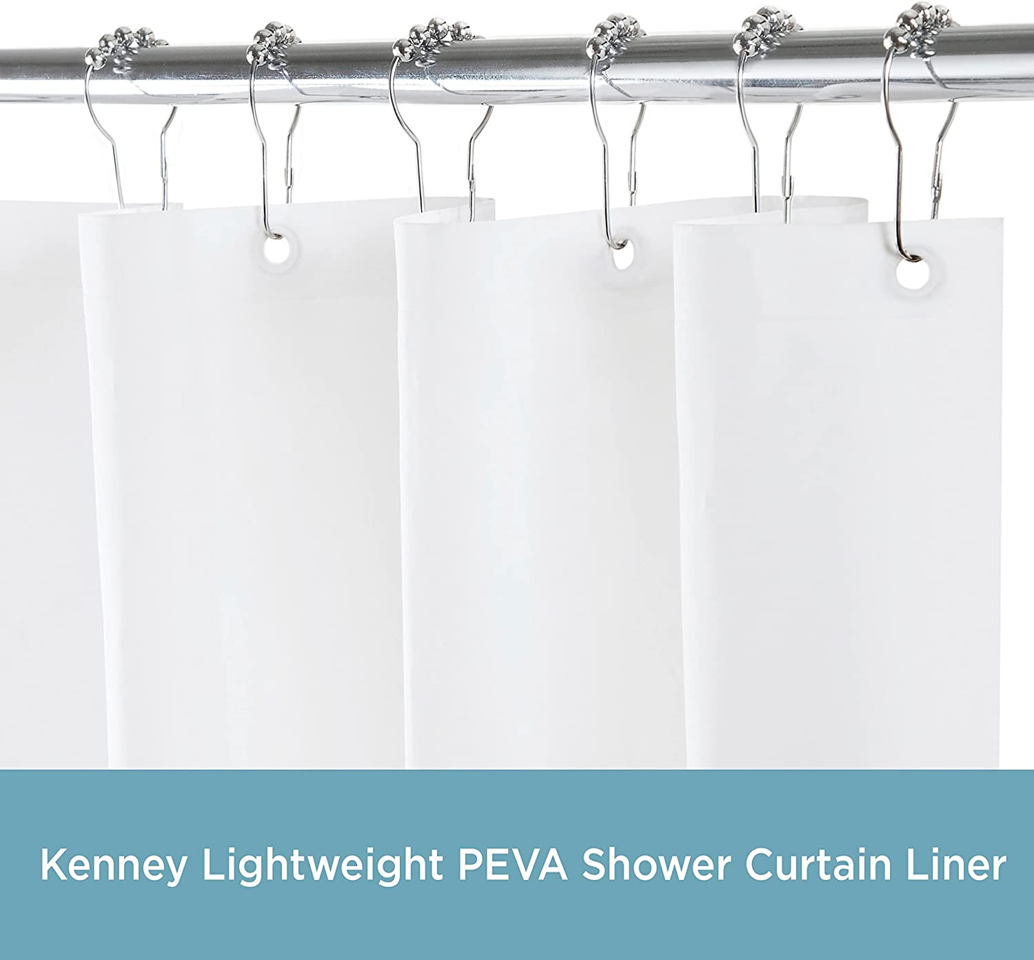 KN61430 Lightweight 3 Gauge Waterproof PEVA Shower Curtain Liner with Durable Ey gallery