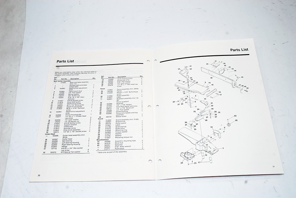 ShopSmith Original User Manual - 4 Inch Jointer, 31 pages (Black &White) gallery