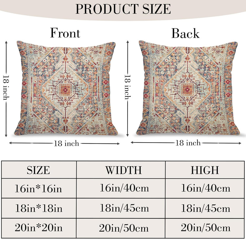 Boho Throw Pillow Covers 18x18 inch Set of 2,Bohemian Vintage Carpet Pattern Ant gallery