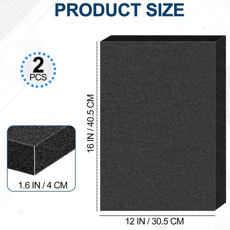 2 PCS Polyurethane Foam Sheets 16" L X 12" W X 1.6" T Packing Foam Inserts Cutta gallery