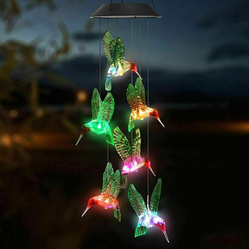 Solar LED Wind Chimes Colour Changing Lights Hanging Light Garden Outdoor Decor gallery