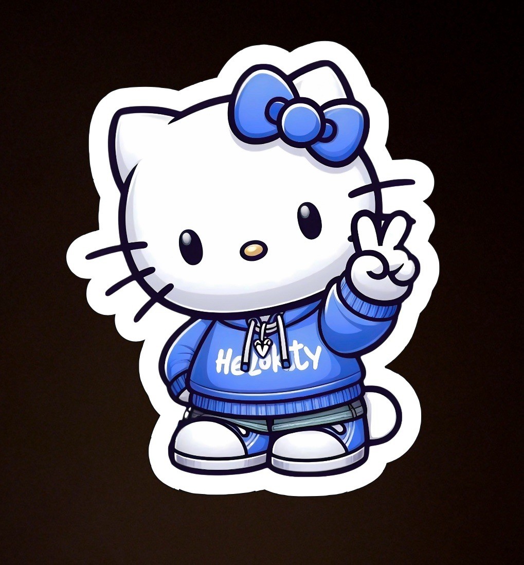 Kitty Cat, Kawaii Cute Fun Hello Adorable Glossy Vinyl sticker, Decal gallery