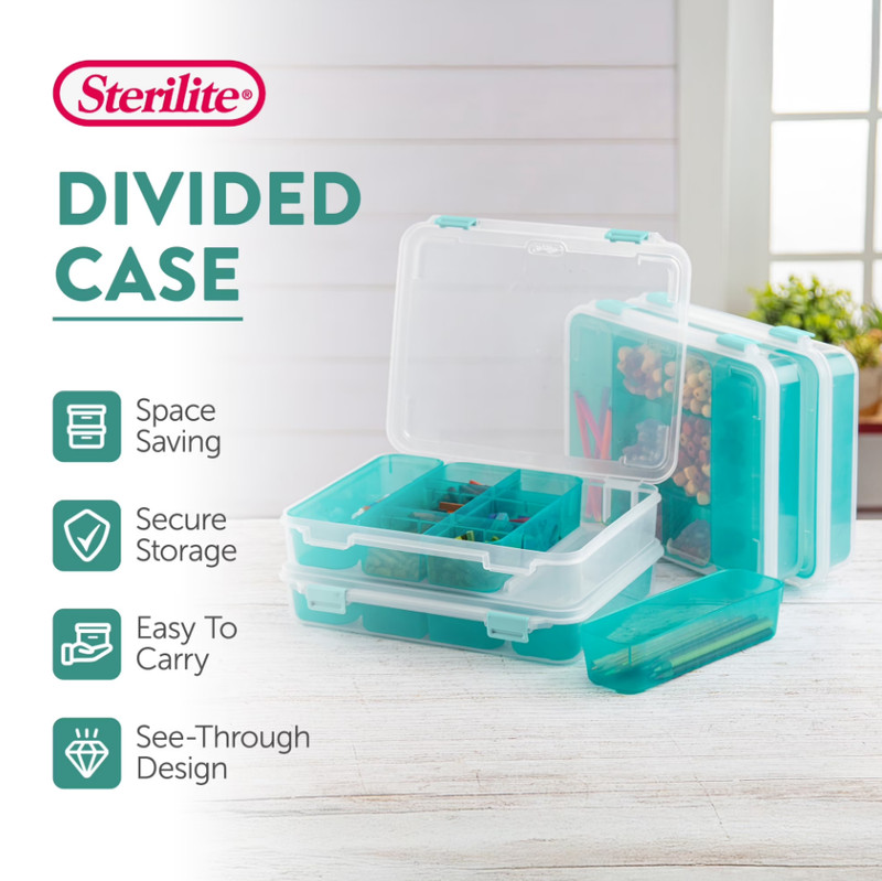 Sterilite Divided Case Stackable Plastic Small Storage Lidded Container, 6 Pack gallery