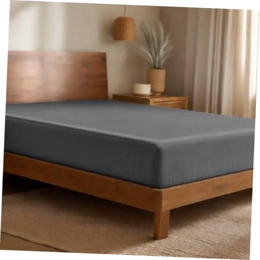 100% Rayon Made from Bamboo Luxury Fitted Sheet - Deep Pockets - Full Grey gallery