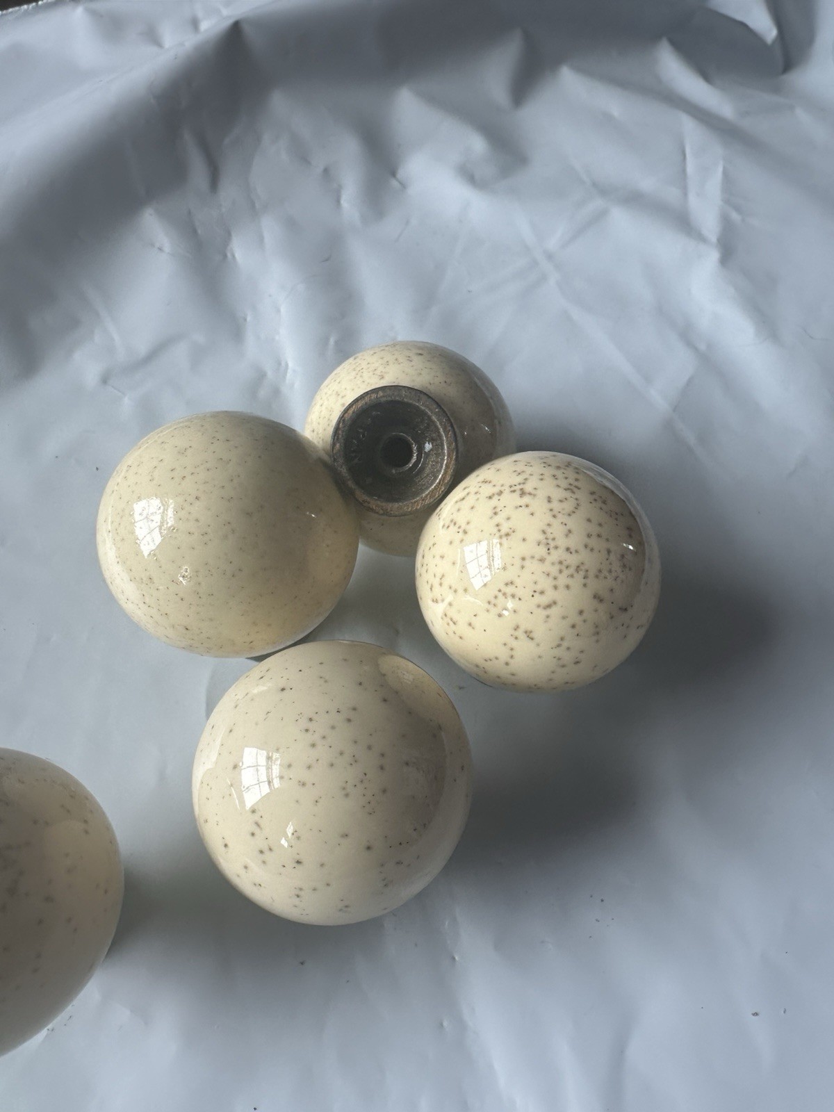 1.25" diameter ball style cabinet pulls, ivory color porcelain finish gallery