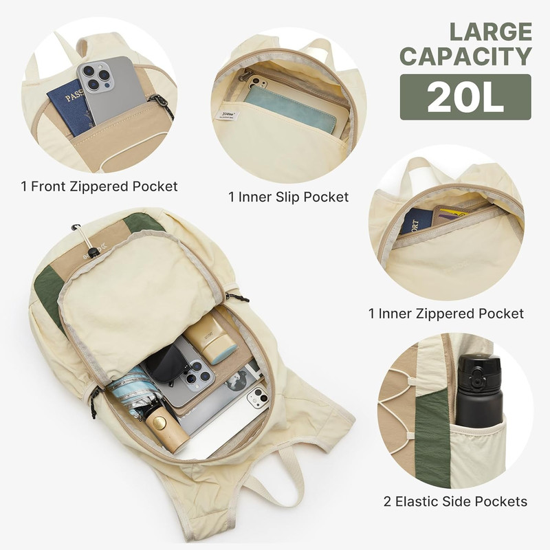 20L Hiking Backpack Lightweight Daypack with Phone Pocket Small Packable Foldabl 4