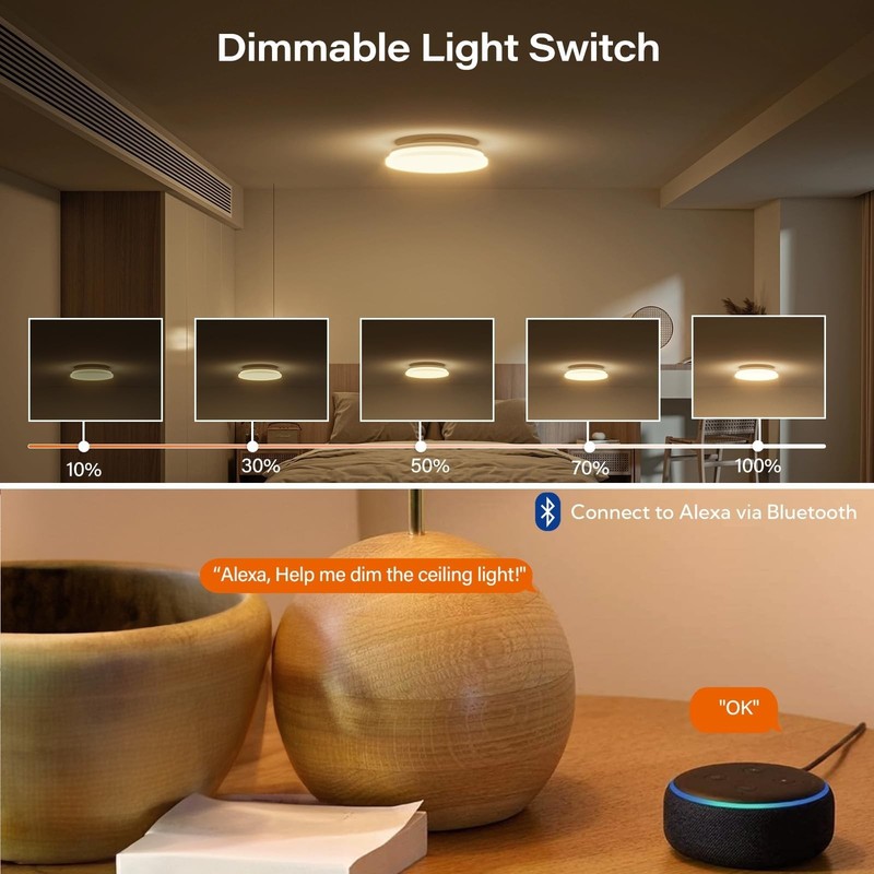 Smart Dimmer Light Switch, Single Pole, Alexa Compatible, No Hub Required, Wh... gallery