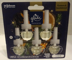 5 pack Glade PlugIns Refills Air Freshener 0.67 Fl oz Embers & Sandalwood NEW