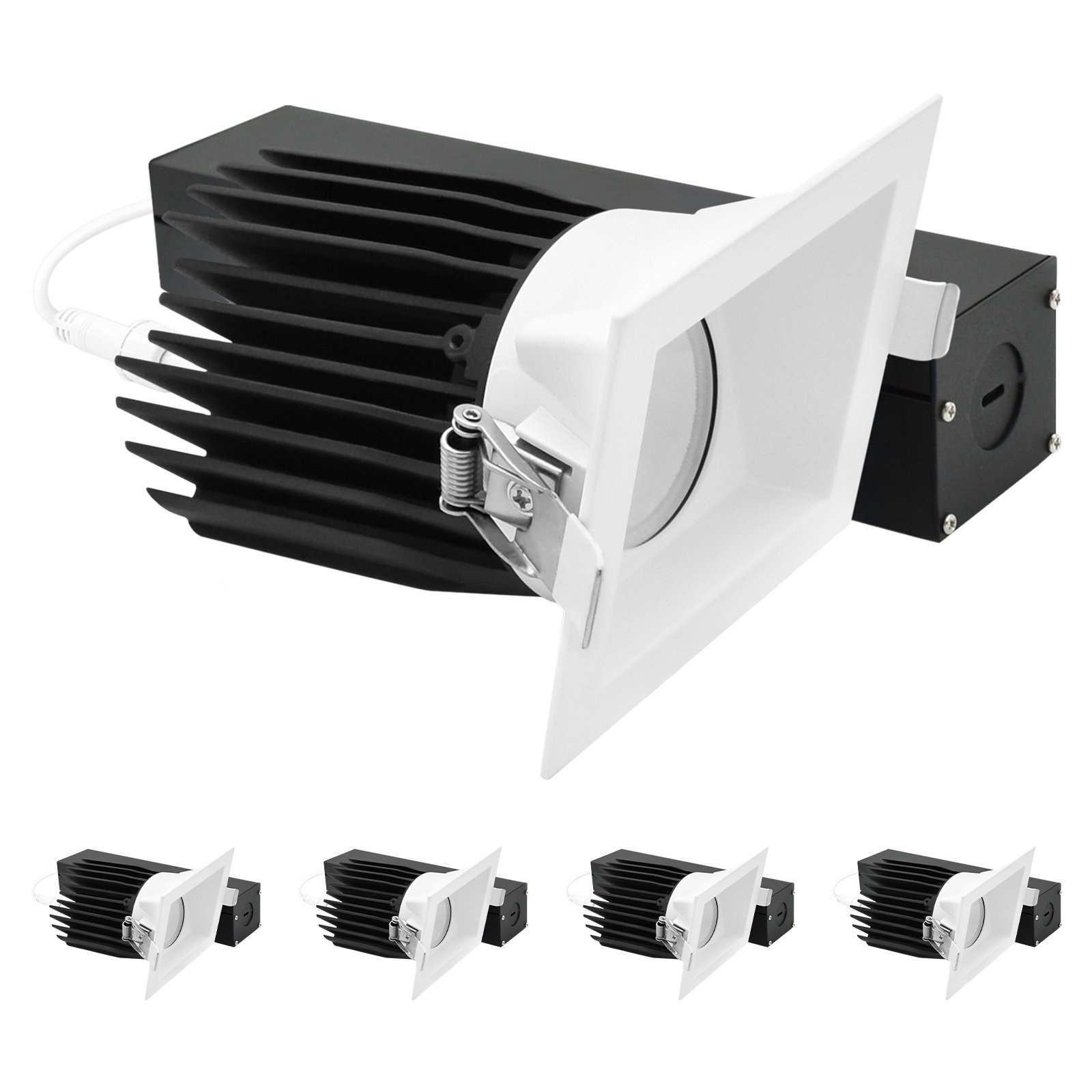 Luxrite 3" LED Recessed Light + Square Wall Washer Trim, 5CCT, 20W, 2100LM 4PK gallery