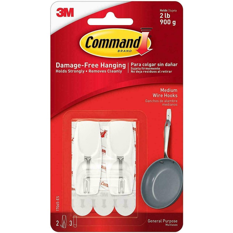 4 Packs 3M Command 2 Medium Wire Hooks & 3 Adhesive Strips Per Pack Max 2 lb gallery