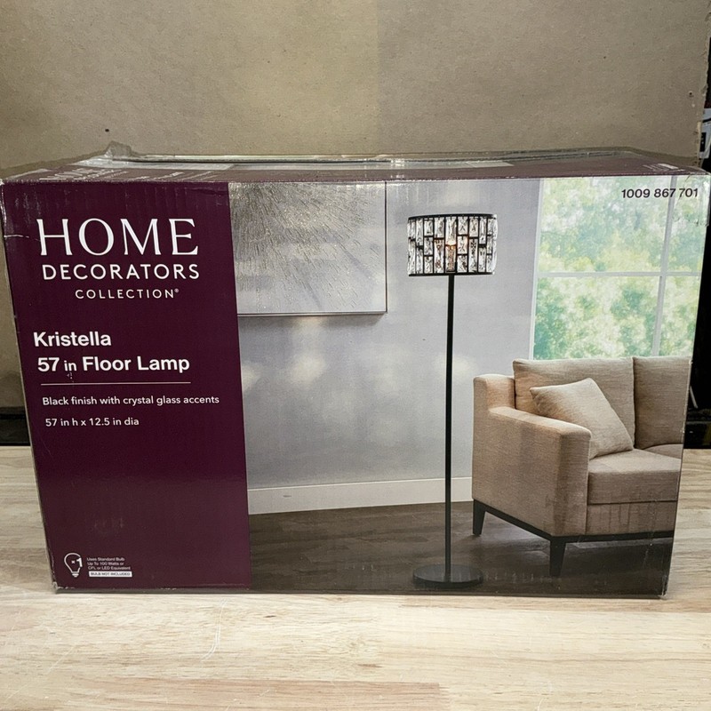 Read Description! Home Decorators Kristella 57 in. Black Crystal Floor Lamp gallery