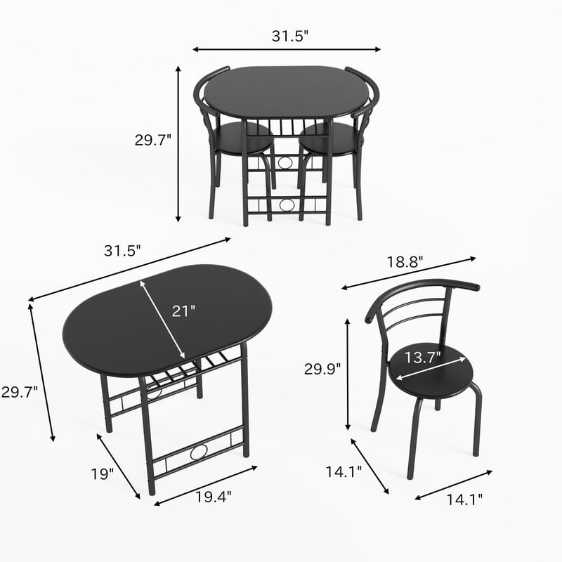 Lacoo 3-Piece Small Dining set, Table and Chair Set for 2 ,for Living Room gallery