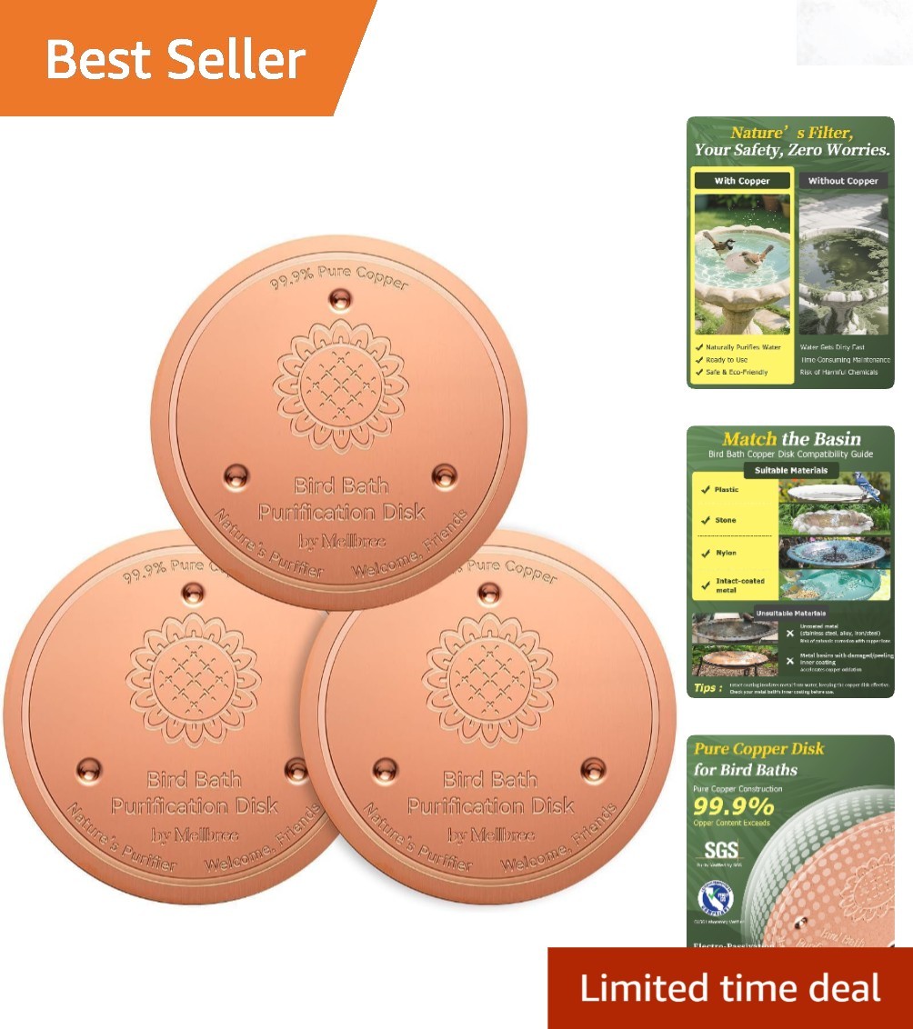 3-Pack Copper Bird Bath Disk Reinforced Pure Copper Water Cleaner All-Season gallery