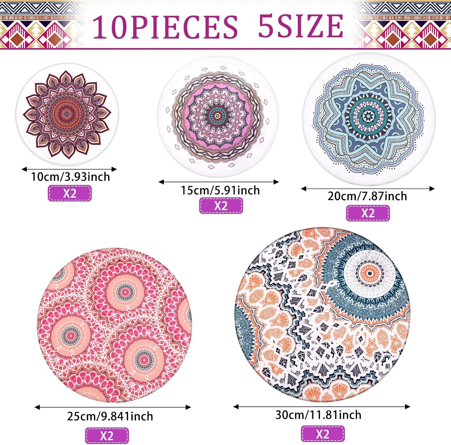 10 Pcs Bowl Covers Reusable in 5 Size Stretch Cloth Fabric Elastic Food Storage gallery
