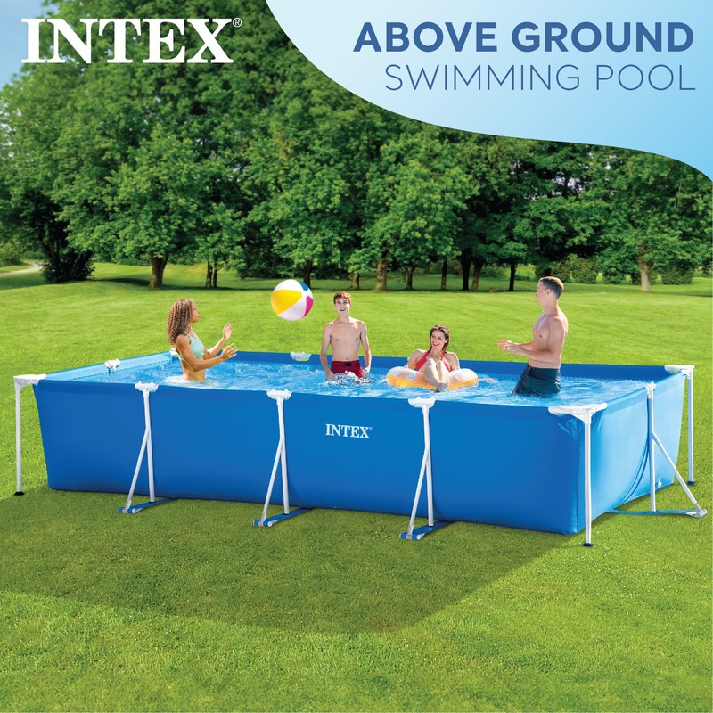 Intex 14ft x 33in Rectangular Above Ground Backyard Swimming Pool with Filter gallery