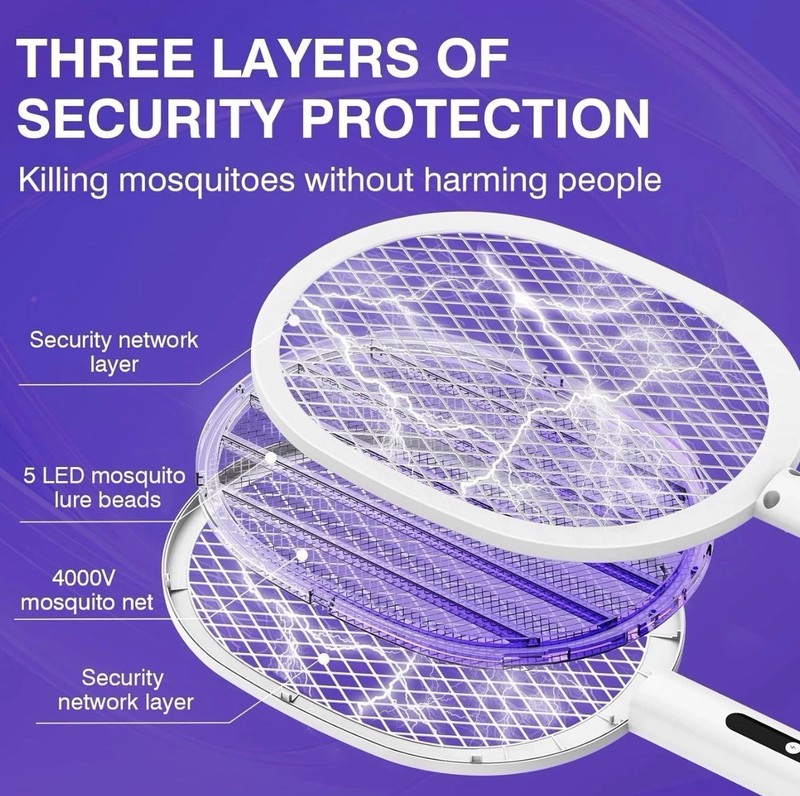 2pcs Electric Fly Swatter Rechargeable Bug Zapper Racket Handheld&Auto Zap Mode gallery