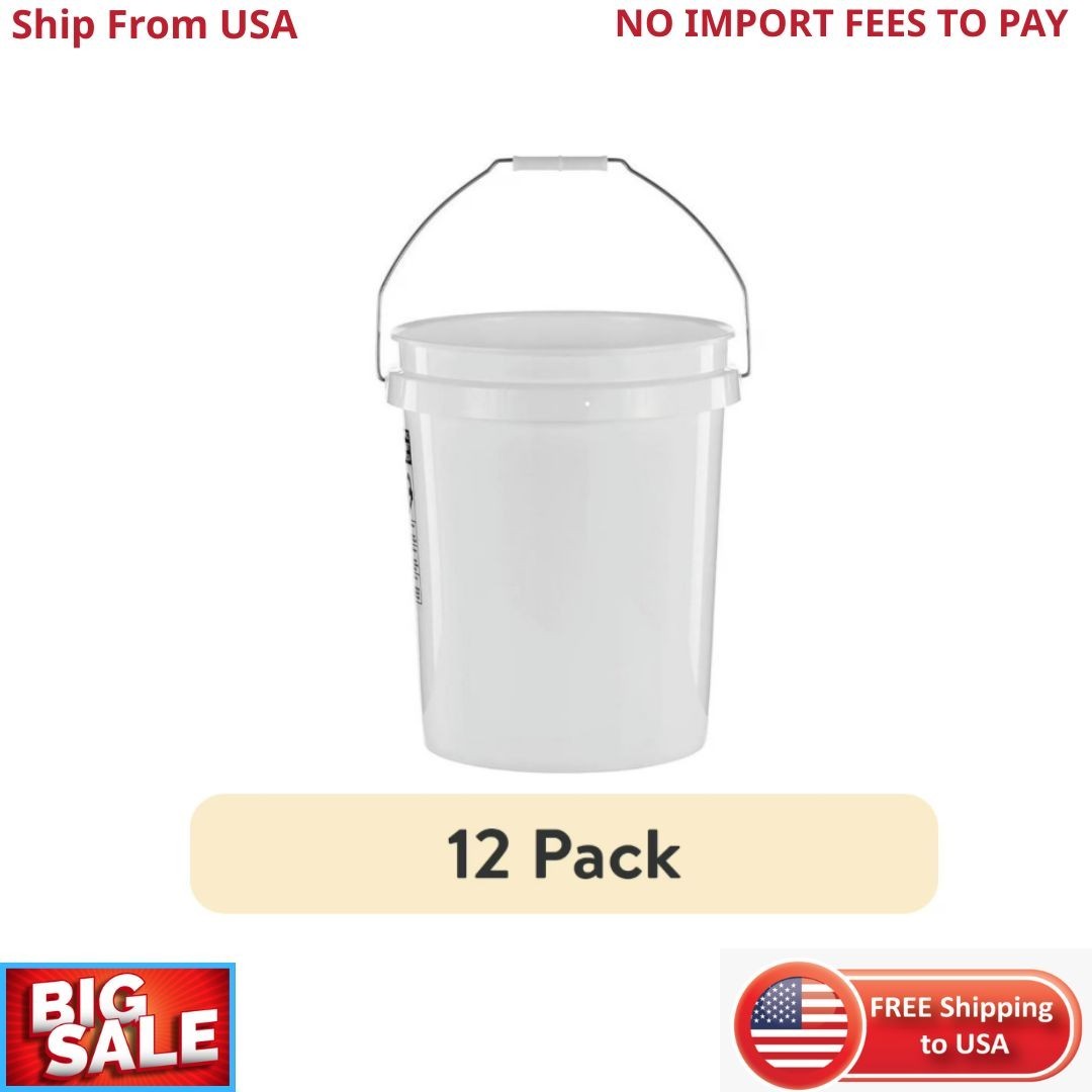 United Solutions 5 Gallon Round Utility Bucket, Comfort Handle, Plastic, White gallery
