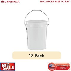 United Solutions 5 Gallon Round Utility Bucket, Comfort Handle, Plastic, White