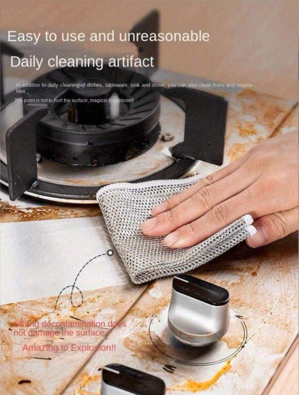 10pcs Non-Scratch Steel Wool Dishcloths - Reusable Kitchen Scrubbing Pads-NEW gallery