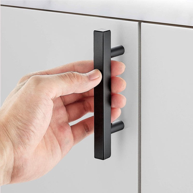30Pack Matte Black Kitchen Cabinet Pulls Stainless Steel Drawer T Bar Handles US gallery