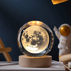 3D Crystal Galaxy Lamp Saturn Planets Moon Lamp USB LED Night Light Decor Gift