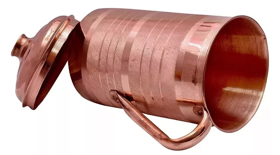 100% Pure Copper Water Jug Pitcher With Tumbler Glass Ayurveda Benefits Set Of 7 gallery