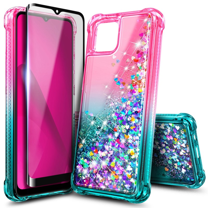 For T-Mobile Revvl 7 / 7 Pro 5G Case Liquid Glitter Phone Cover + Tempered Glass gallery