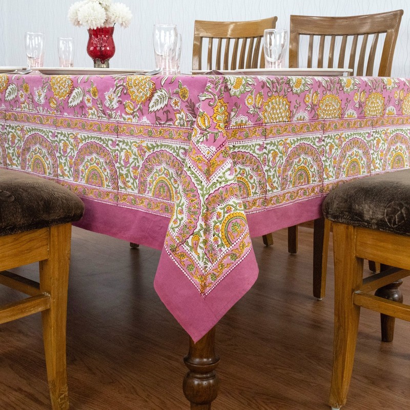Hand Block Printed Tablecloth Cotton Table Cover Gift for Her Dining Tablecloth gallery