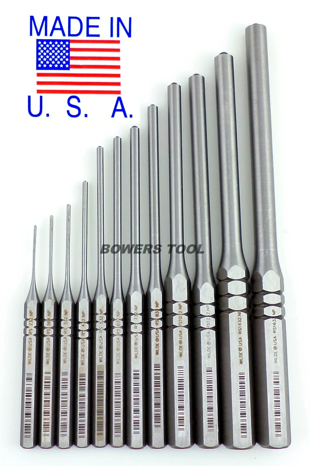 Wilde Tool 12pc Professional Roll Pin Spring Punch Set MADE IN USA w Pouch gallery