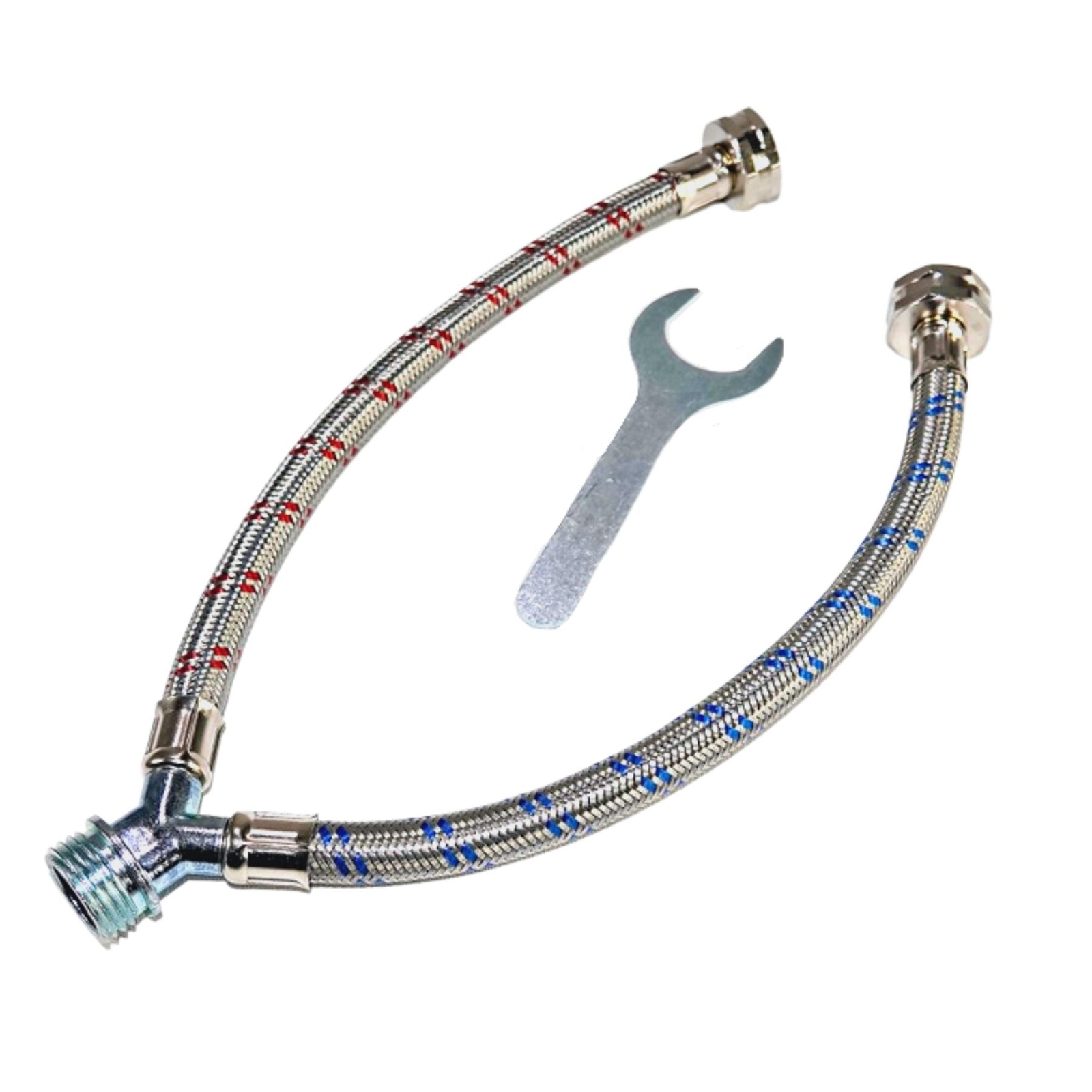 Washing Machine Y-Mixer/Y-Split Water Hose - STAINLESS STEEL - (1 FT) Long Legs gallery