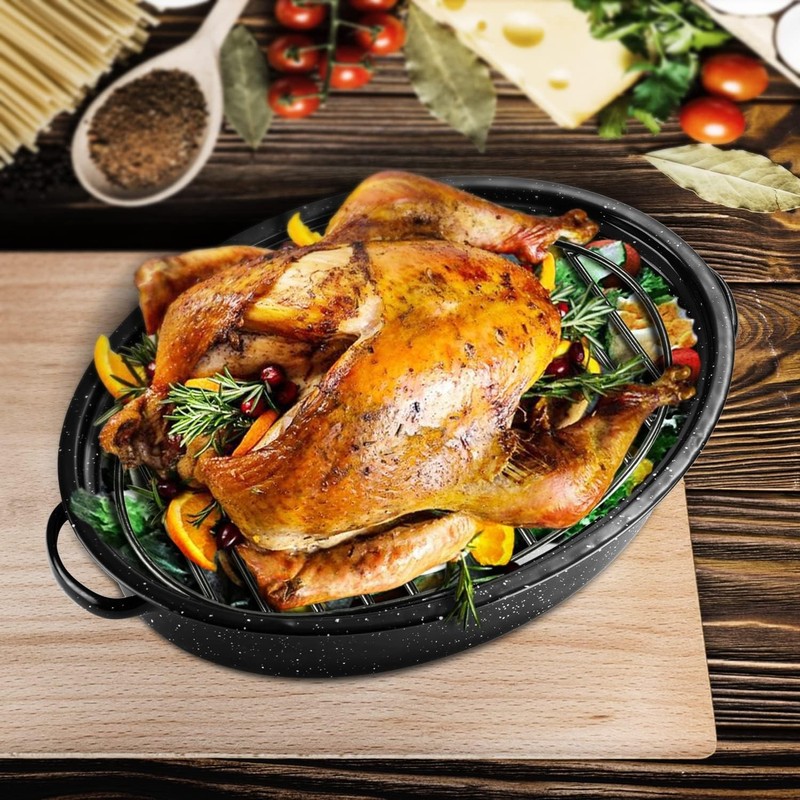 Roasting Rack, Black with Integrated Feet, Enamel Finished, Nonstick, (10”x6.5”) gallery