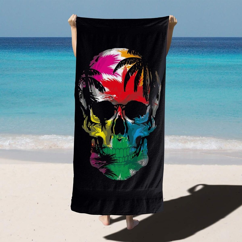 Skull Microfiber Beach Towel Oversize, 300GSM Large 63"x31.5", Quick Drying, ... gallery
