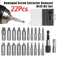 22PC Screw Extractor Remover Set Easy Out Damaged Stripped Drill Bits Bolt