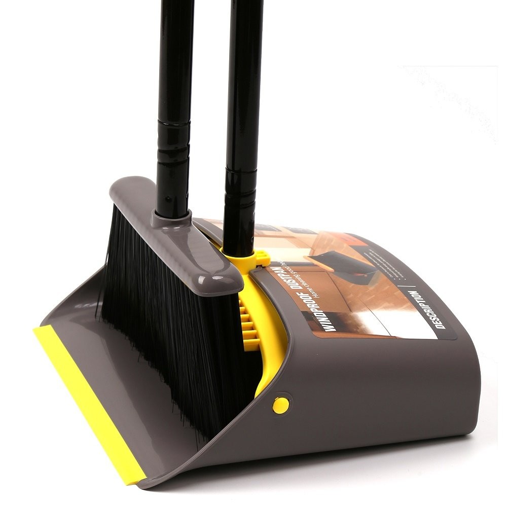Broom and Dustpan Set, Long Handle Upright Lobby Dustpan for Home Kitchen gallery