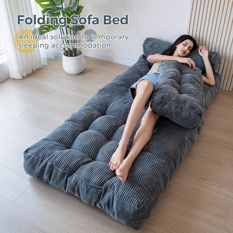 Folding Sofa Bed, Convertible Sleeper Chair with Pillow Foldable Mattress with B gallery