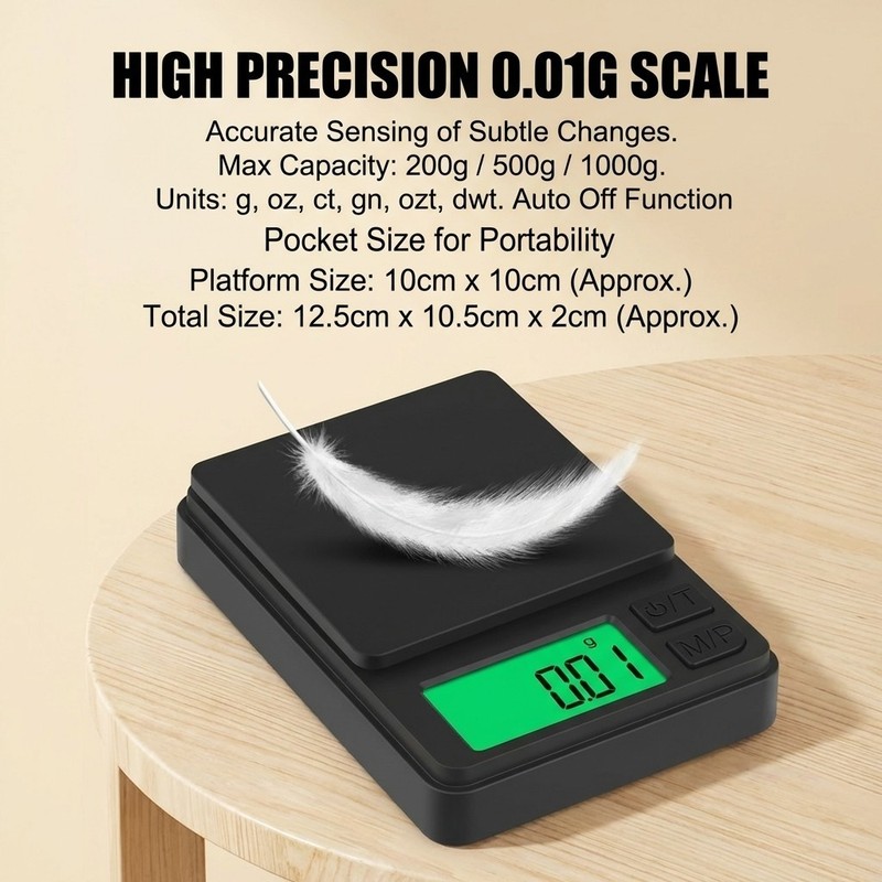 1 Precision Scale Mini Small 1000g 0.01g Black Pocket AAA (Foreign Shipping) gallery