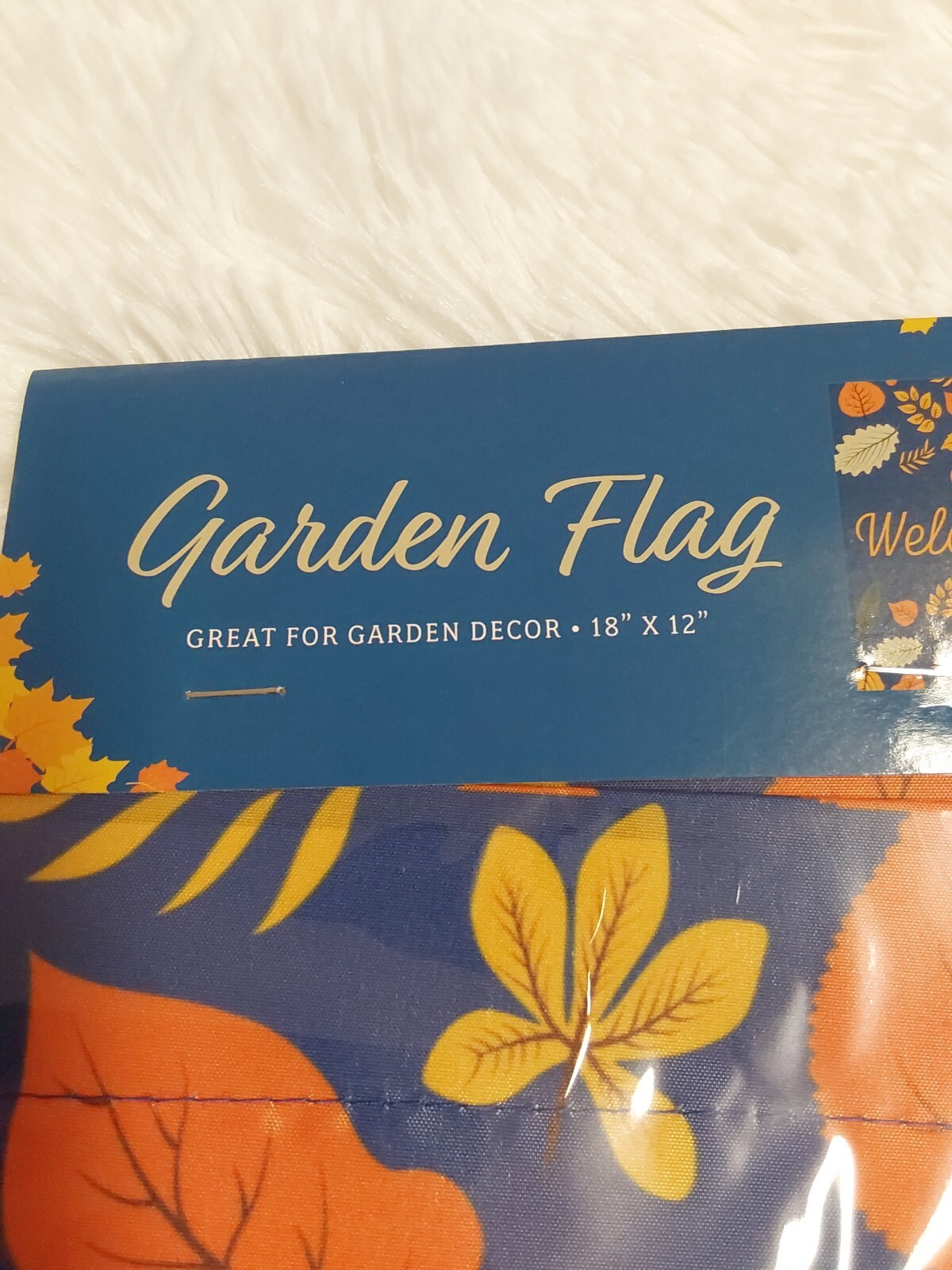 Fall/Autumn Garden Flag Blue W/Welcome & Fall Leaves 18" L X 12" W BNWT! gallery
