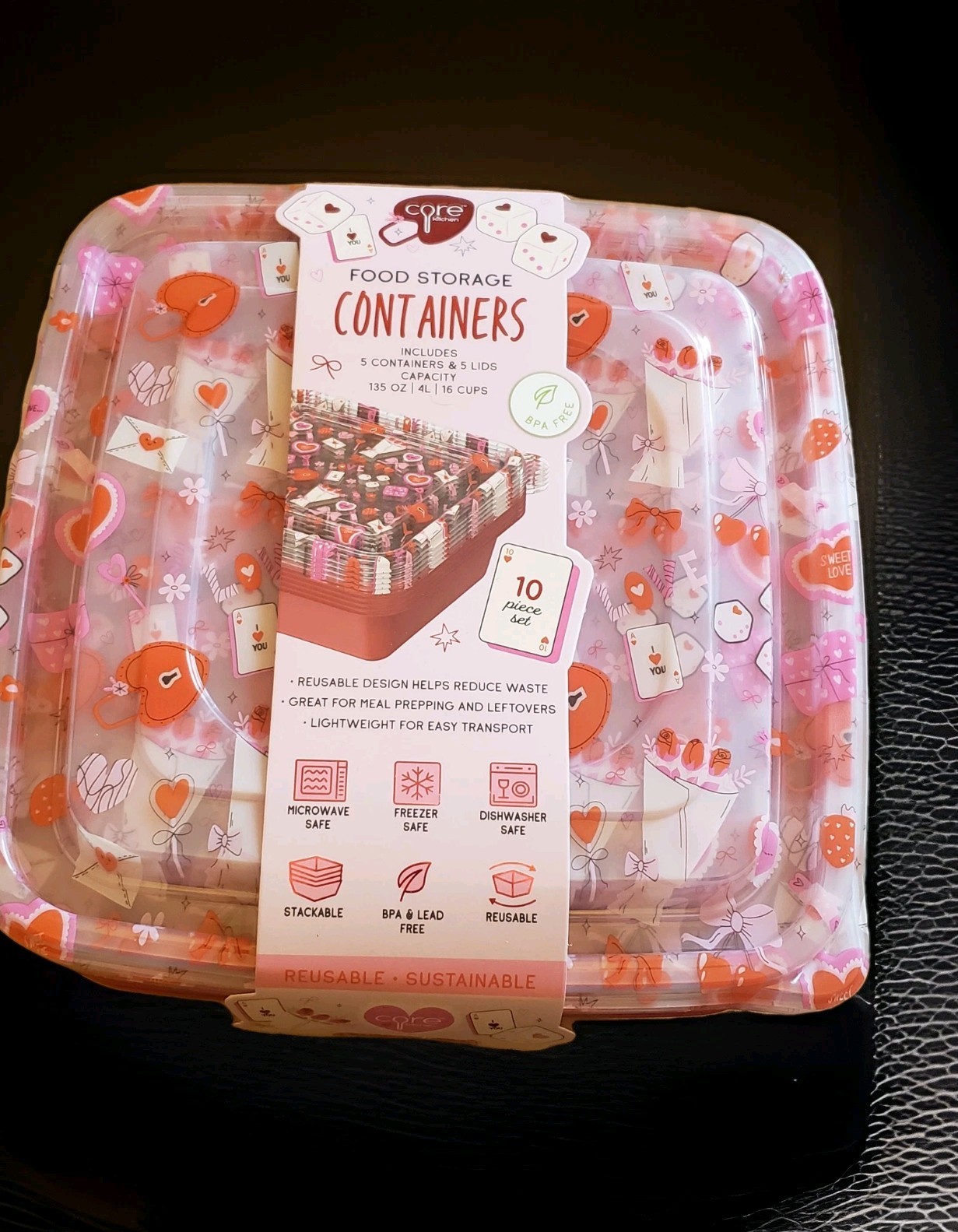 Core Kitchen Meal Prep Food Storage Containers With Lids Pink 10pc Set New gallery