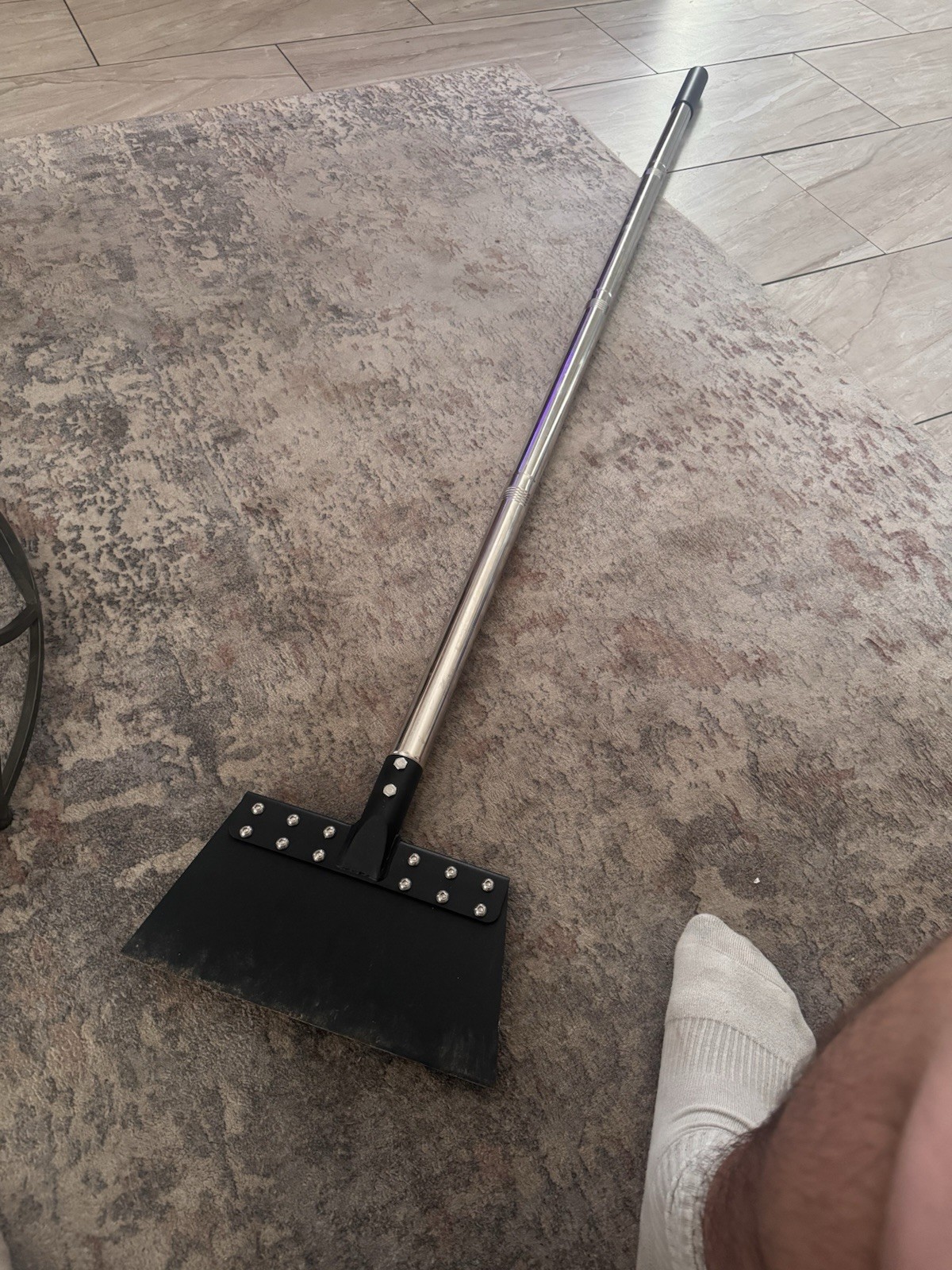Metal and Plastic Garden Rake with Black and Silver Wide Flat Head gallery