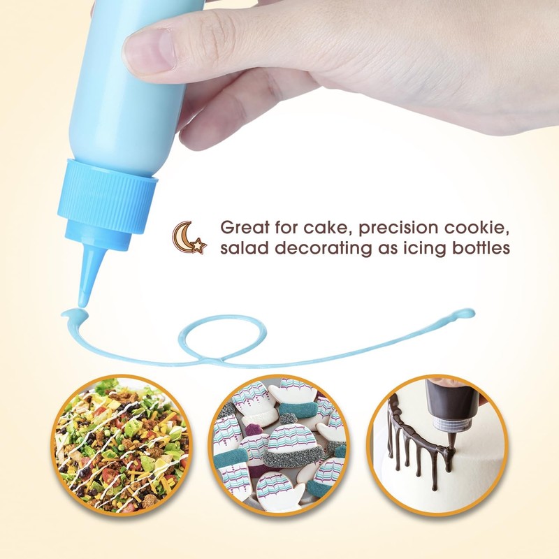 Cookie Icing Bottles, 6 Squeeze Applicator Bottles, 2 each (1, 2 and 4 ounces... gallery