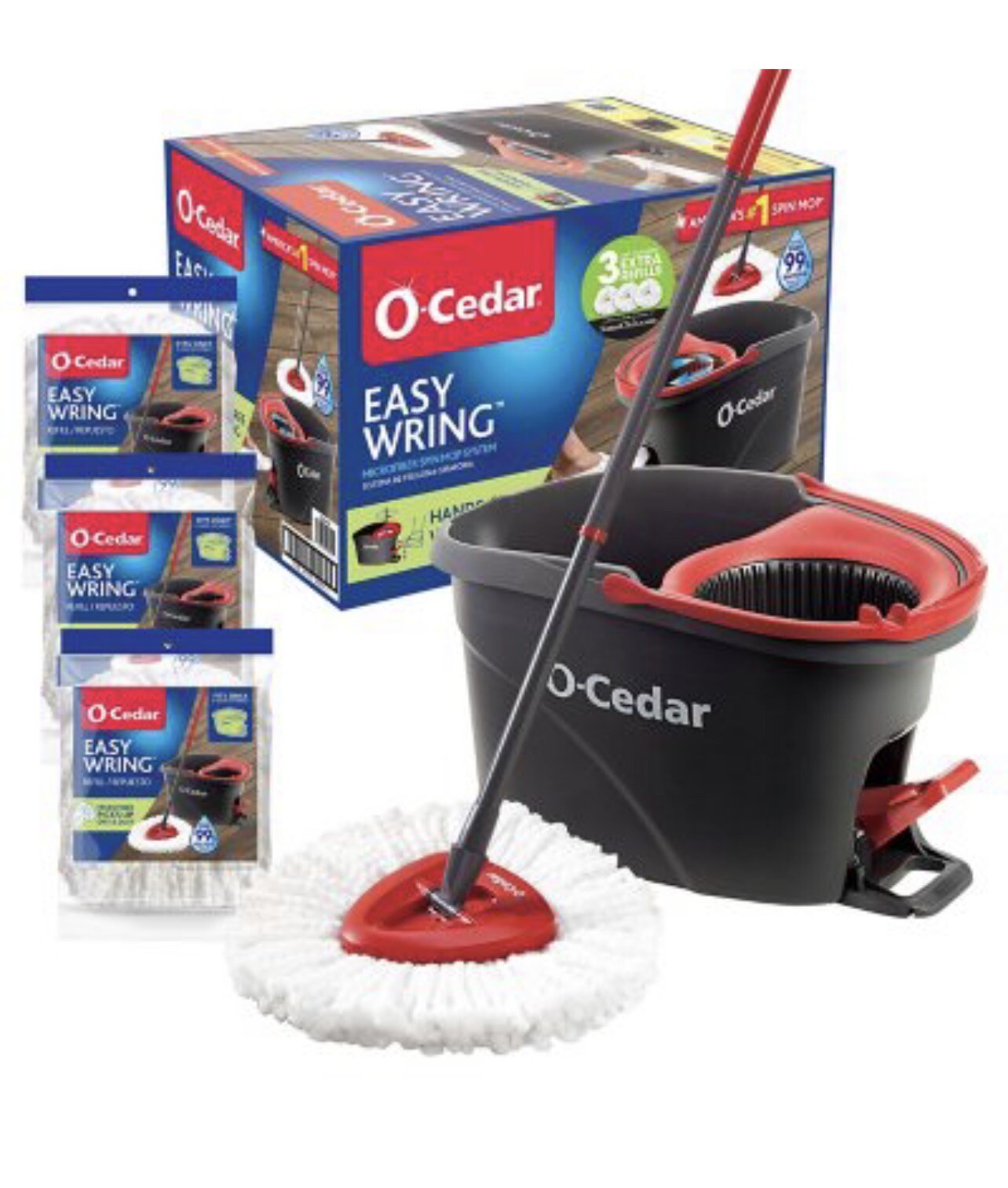 O-Cedar Easy Wring Spin Mop & Bucket System with 3 Extra Refills gallery