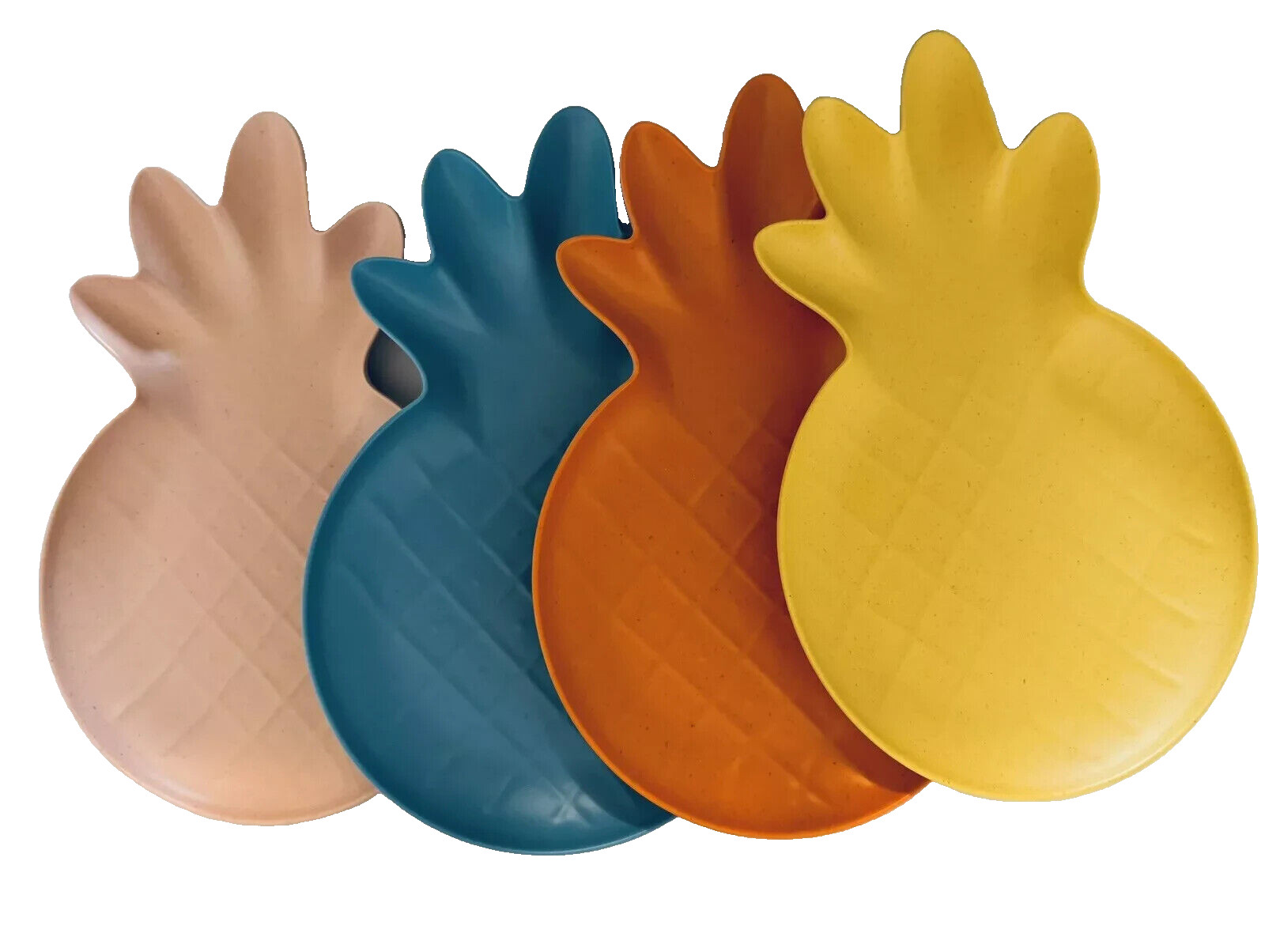 Sun Squad Melamine Four Pineapple Shape Dinner Plates Orange Pink Blue Yellow m2 gallery