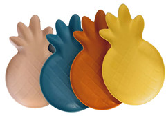 Sun Squad Melamine Four Pineapple Shape Dinner Plates Orange Pink Blue Yellow m2