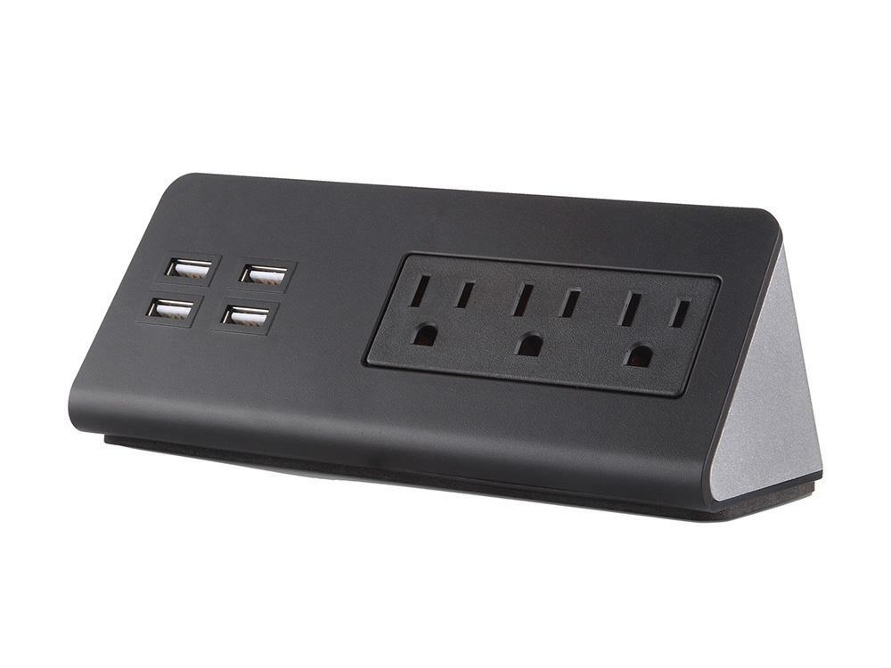Desk Power Strip with 4 USB Ports & 3 Outlets for Home, Travel, Hotel, Office gallery